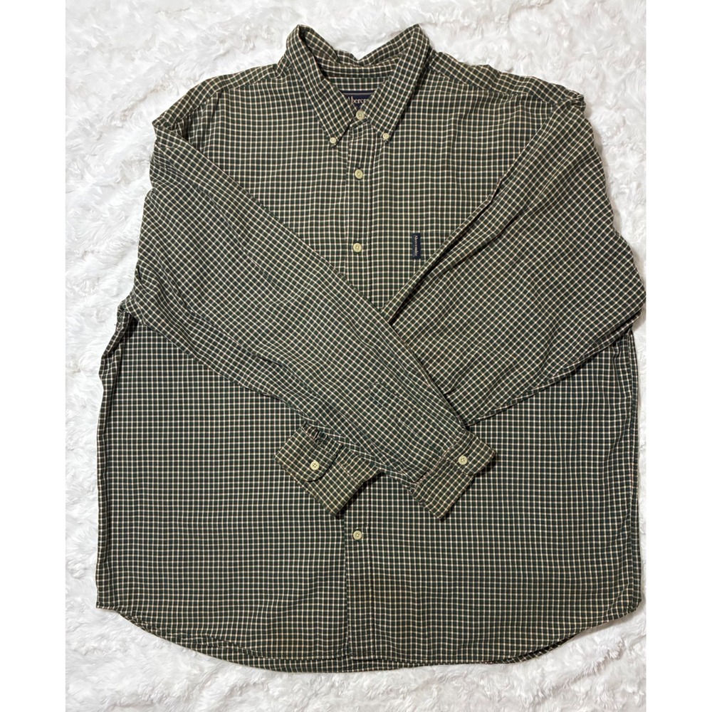 Abercrombie & Fitch Mens XXL‎ Green Plaid Button Down Shirt Long Sleeve Cotton